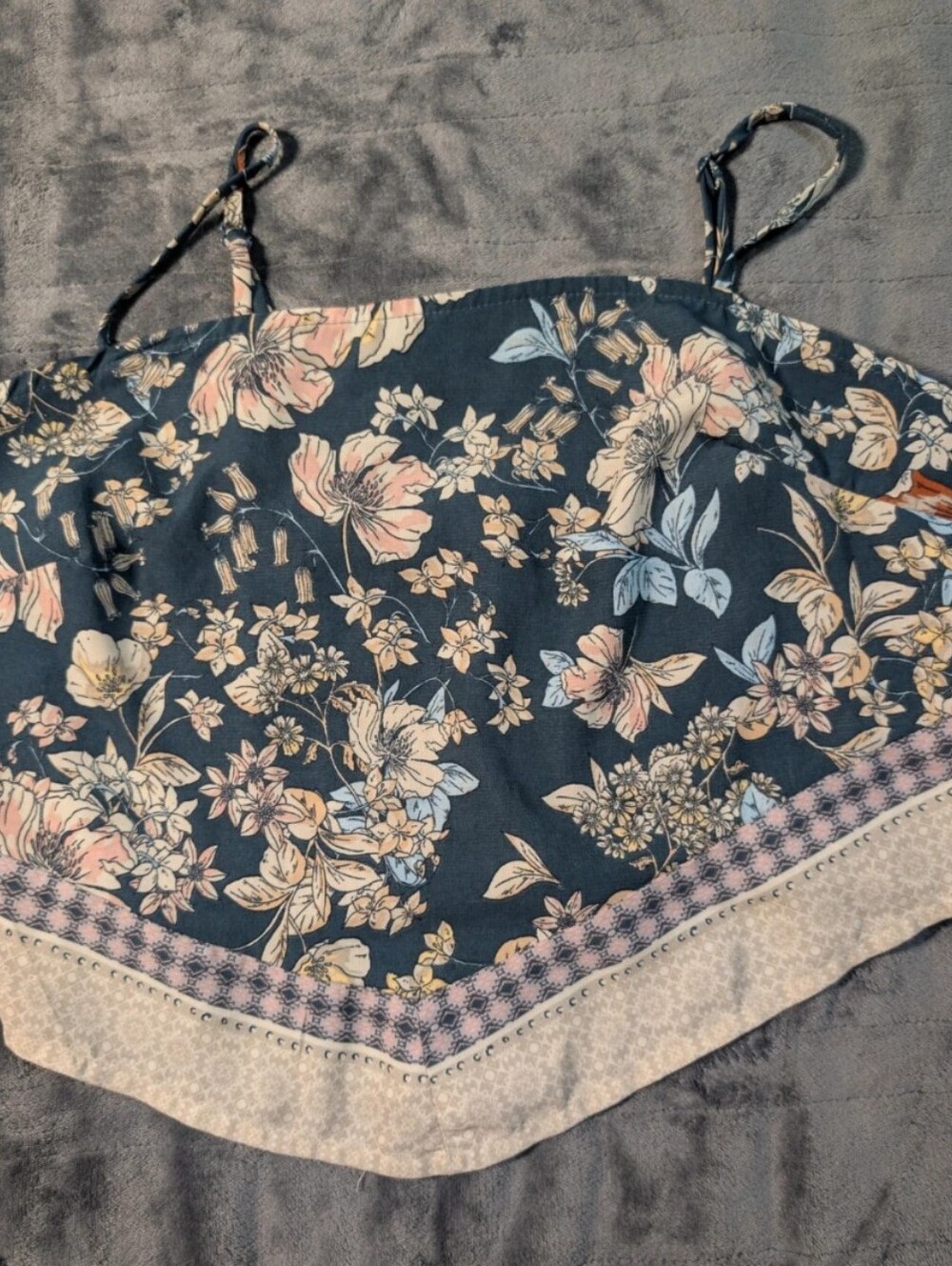 Floral Print Navy & Pink Crop Tank Top